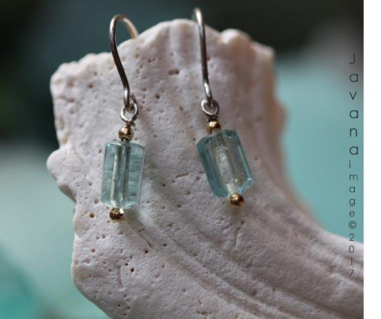 aquamarine bead gold & silver earrings (limited edition)