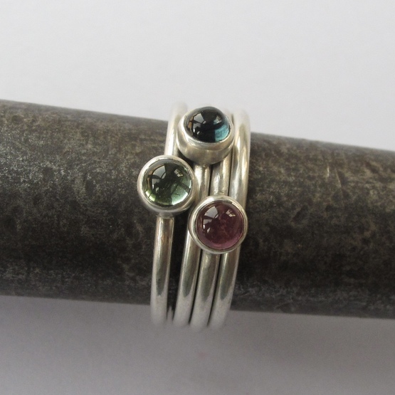 pink or green cabochon tourmaline ring