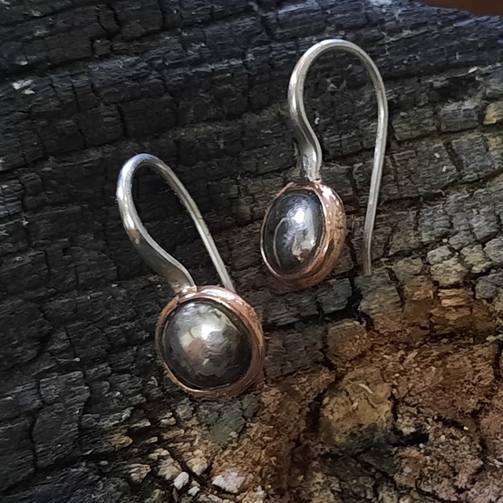 copper & silver drop earrings